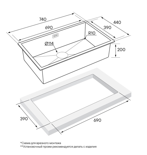 Кухонная мойка Paulmark Koher PM807444-GM вороненая сталь